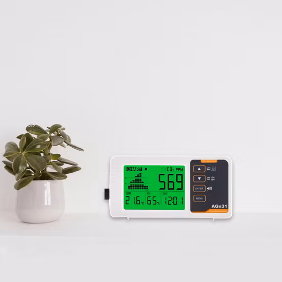 Sistema di coltura idroponica Monitor intelligente della qualità dell'aria Rilevatore di CO2, registratore di registri dati Sensore Ndir Misuratore di ppm Anidride carbonica Temperatura Umidità